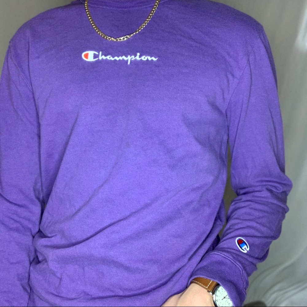 Purple Champion Logo Long-Sleeve T-Shirt